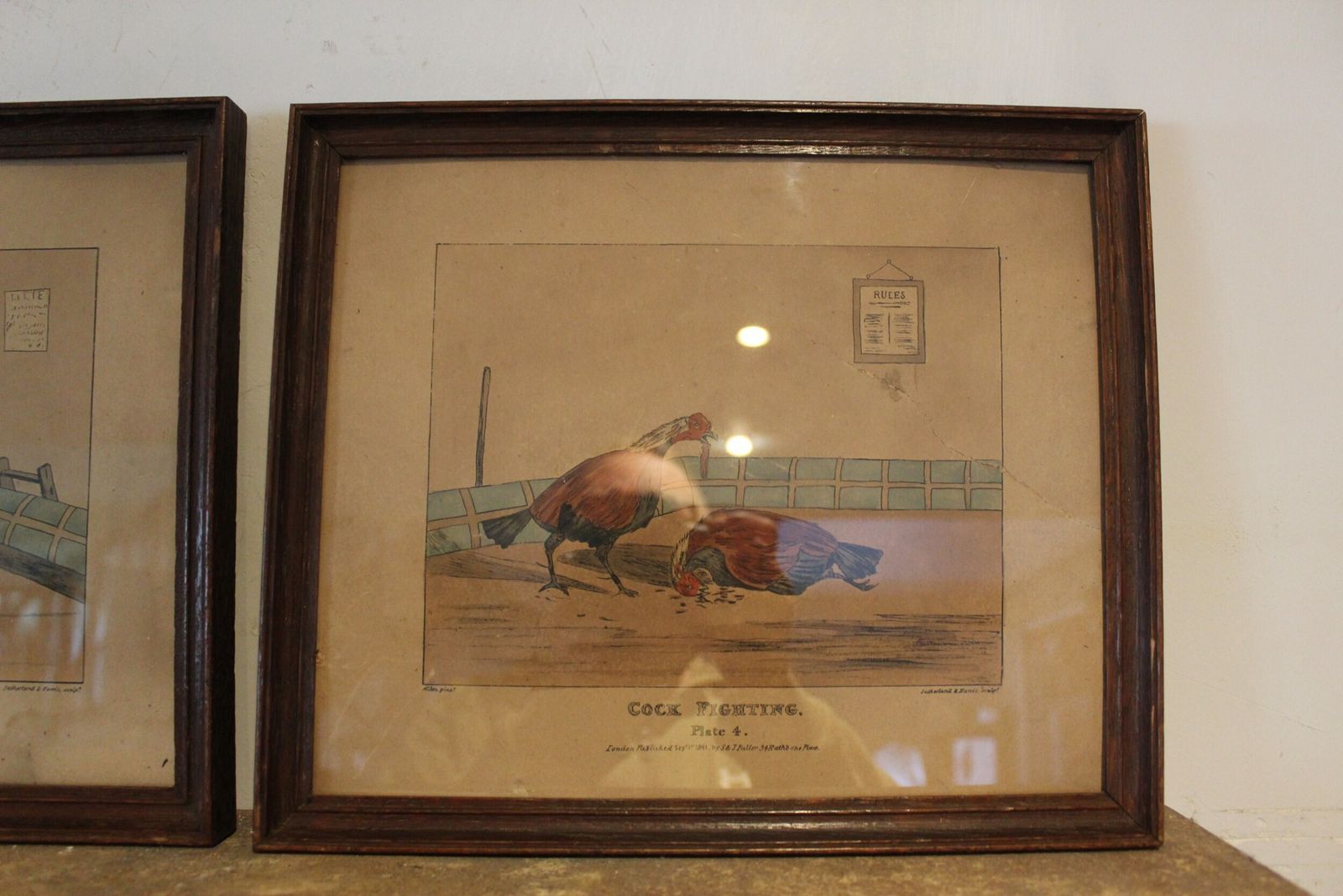Rare Victorian Cock Fighting Prints Complete Set Of 4 Alken D1841 photo 395.0