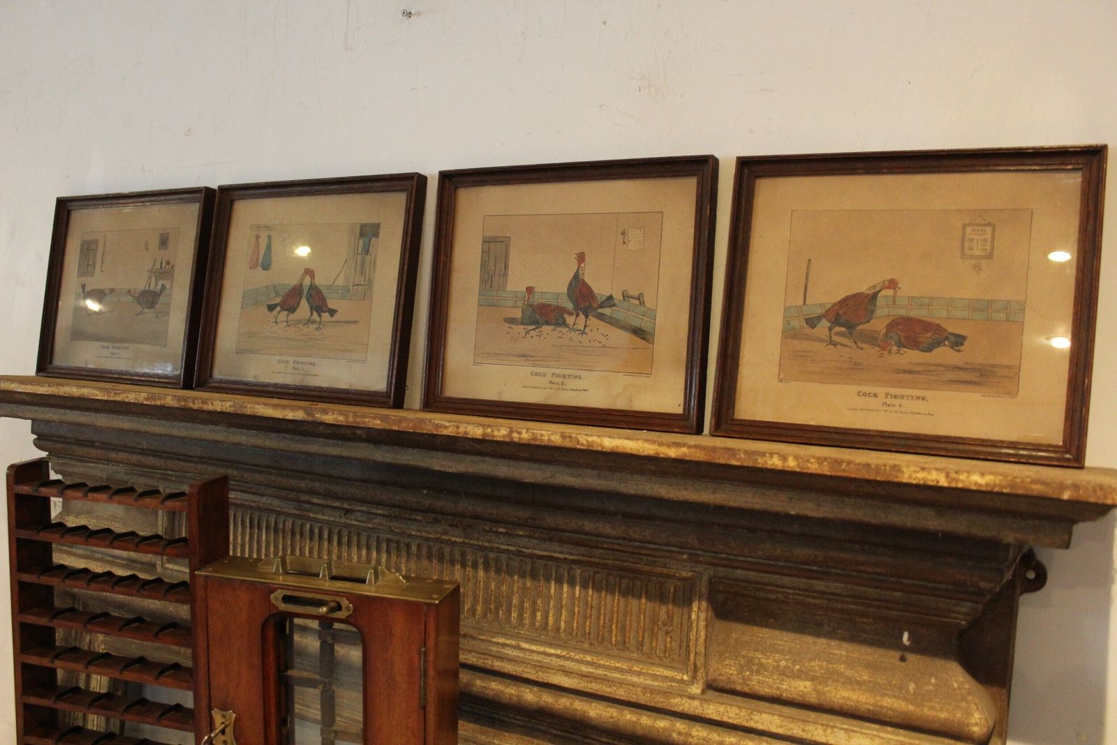 Rare Victorian Cock Fighting Prints Complete Set Of 4 Alken D1841 photo vinterior