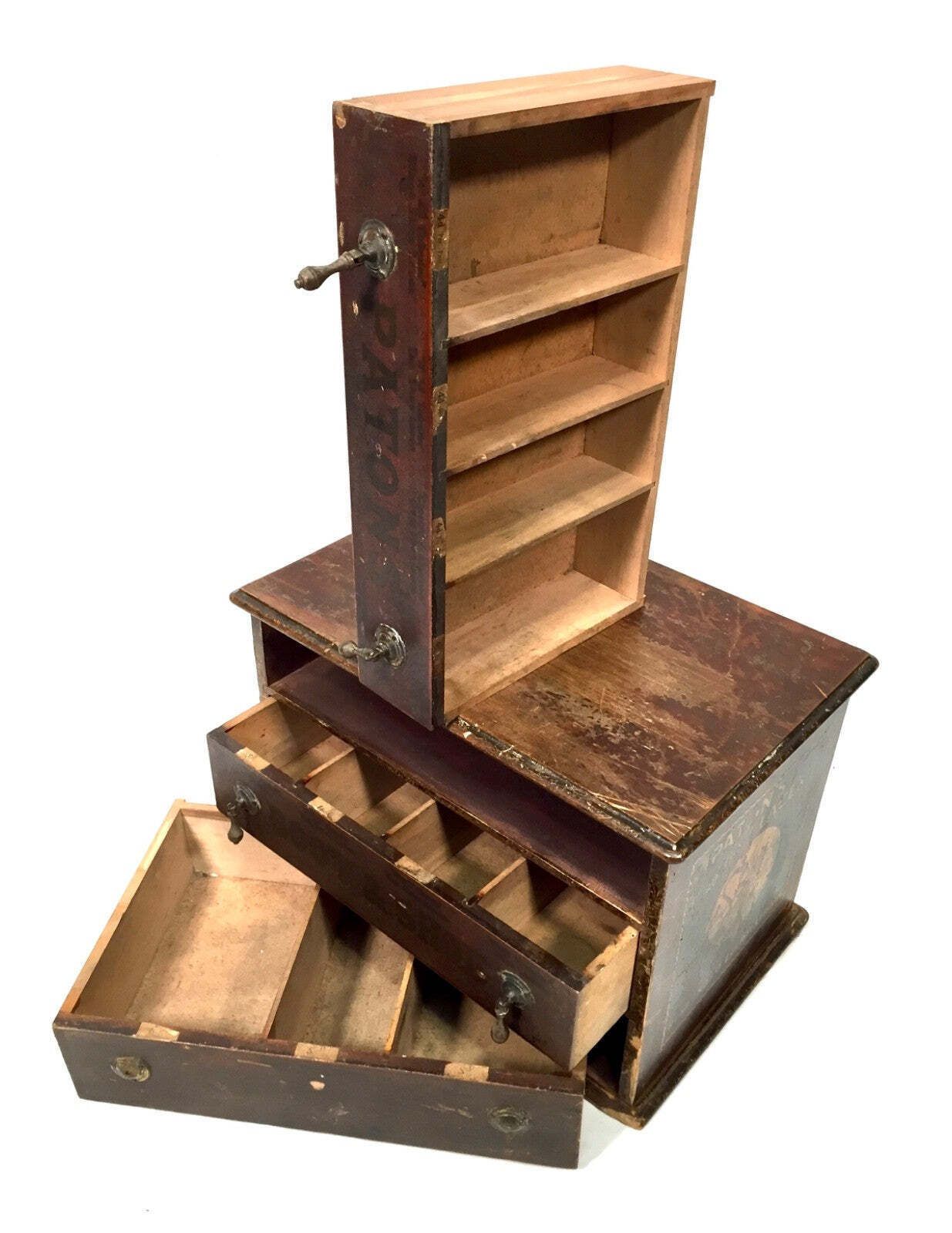 Antique Advertising Paton's Laces Haberdashery Shop Counter Drawers Cabinet photo furniture