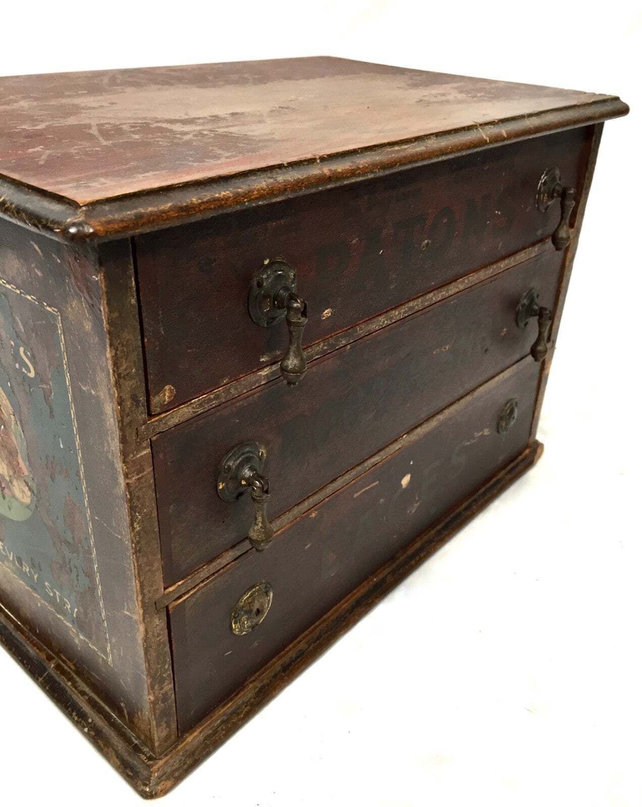 Antique Advertising Paton's Laces Haberdashery Shop Counter Drawers Cabinet photo 299.0