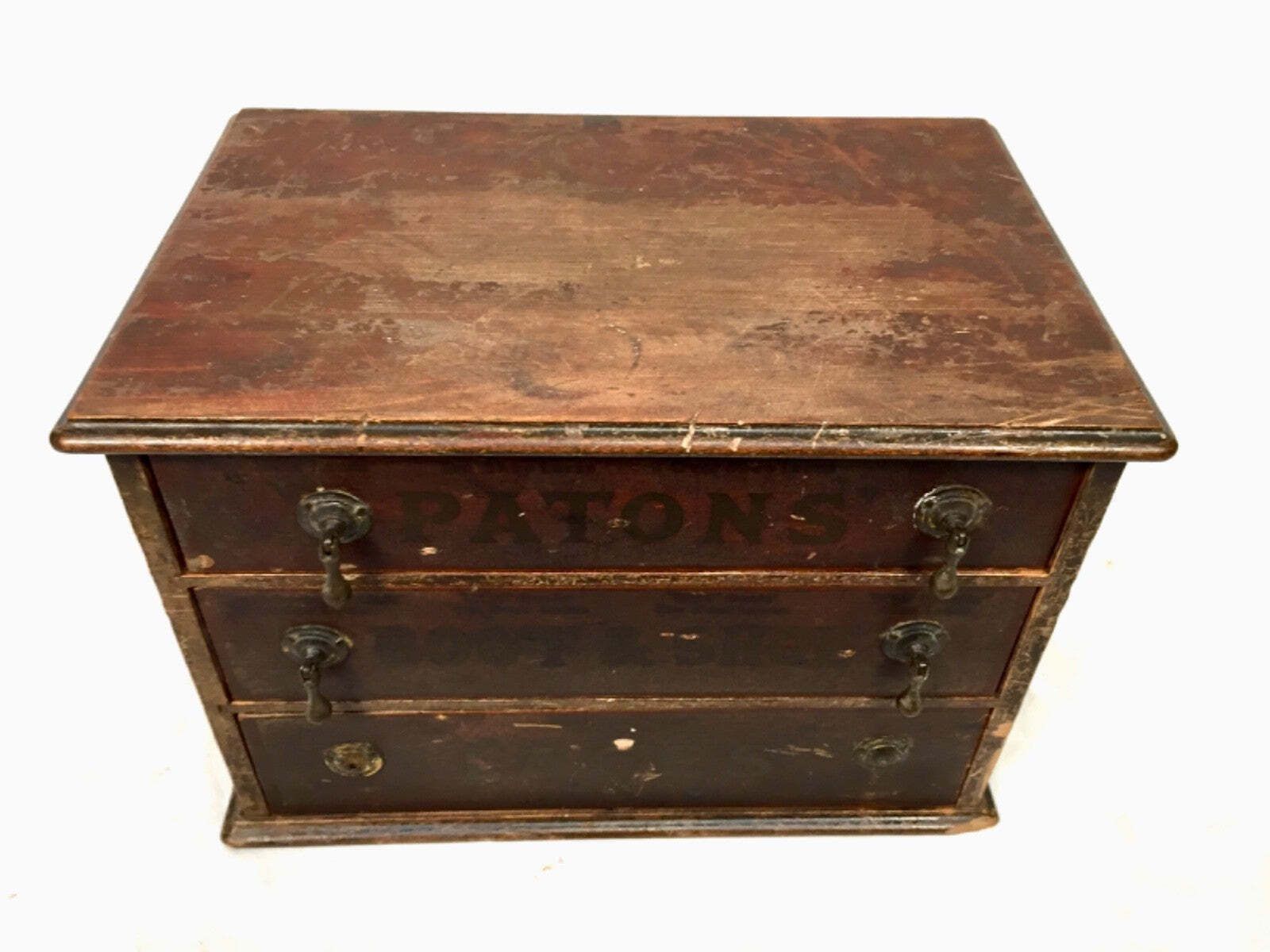 Antique Advertising Paton's Laces Haberdashery Shop Counter Drawers Cabinet photo vinterior