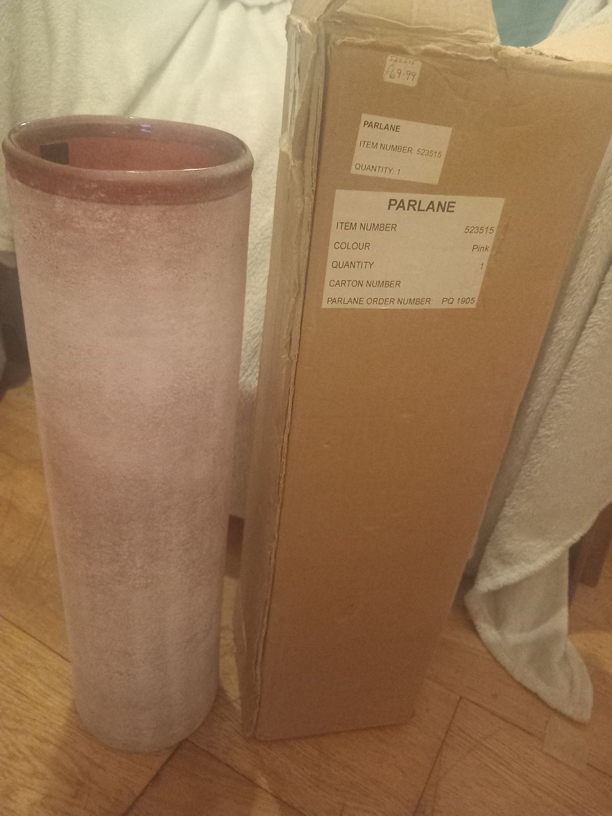 Parlane Cylindrical Ceramic Vase In A Speckled Pink Finish.