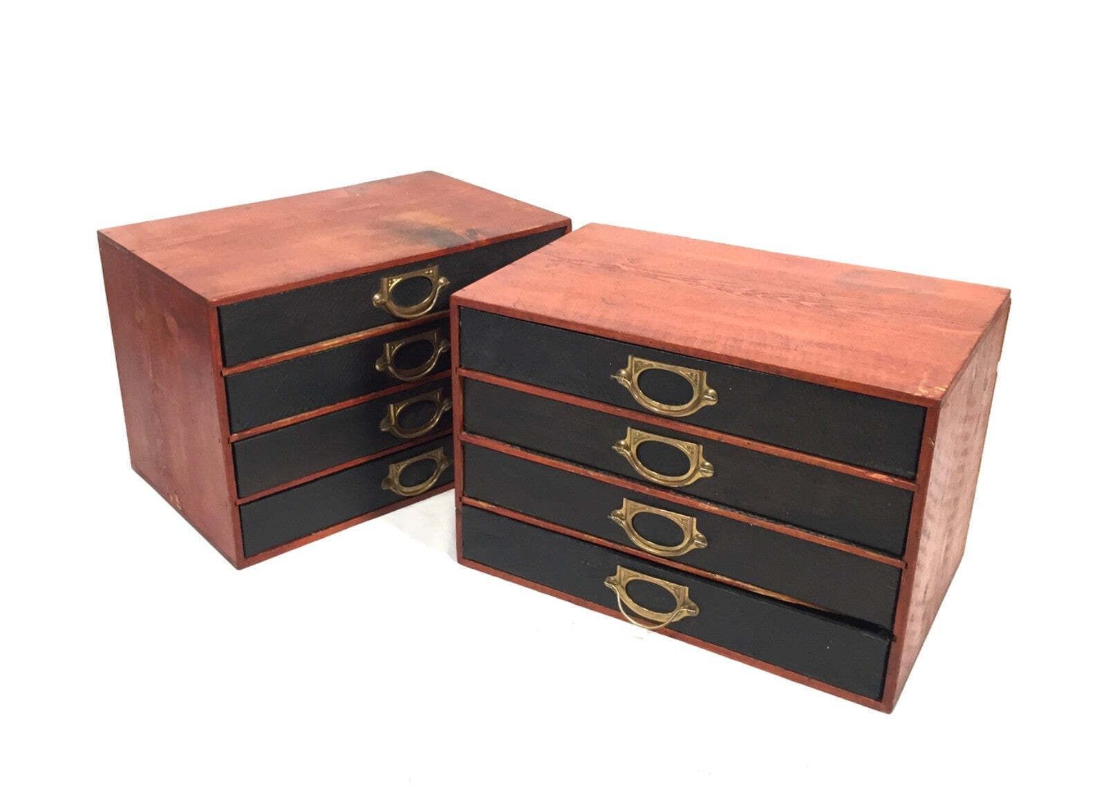 Antique Pair Of 'Advance Library' Wooden Drawers / Desktop Filling Box C.1920 photo furniture