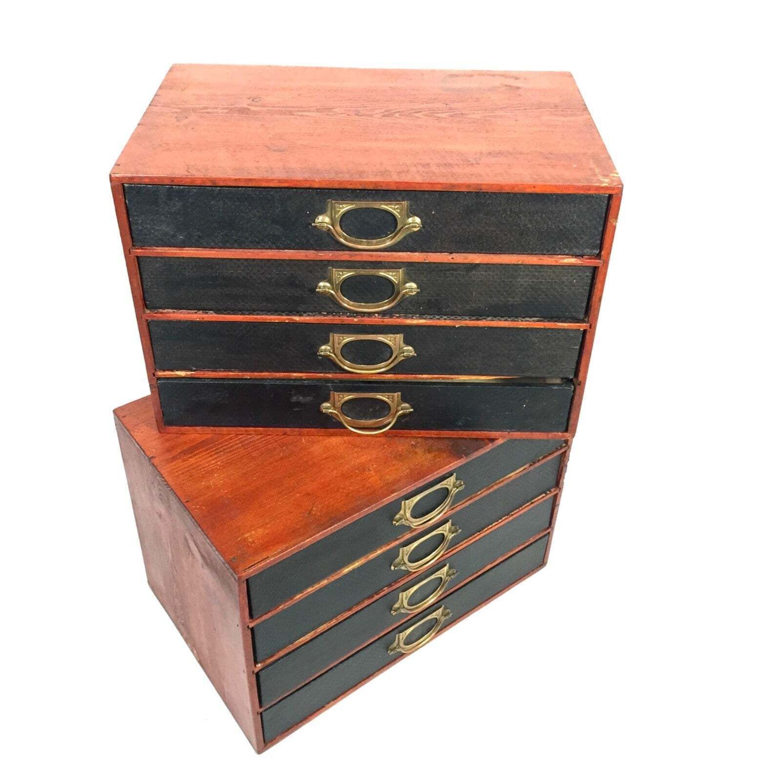 Antique Pair Of 'Advance Library' Wooden Drawers / Desktop Filling Box C.1920 photo buy