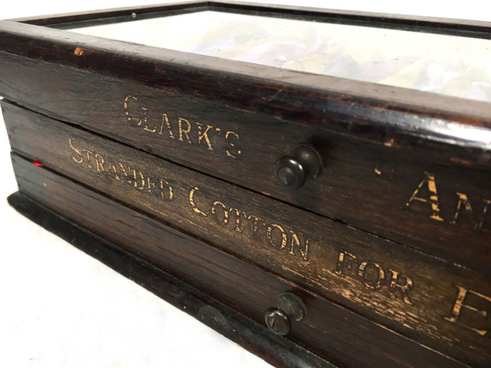 Antique Haberdashery Shop Display Clark's Anchor Cotton Cantilever Sewing Box photo 449.0