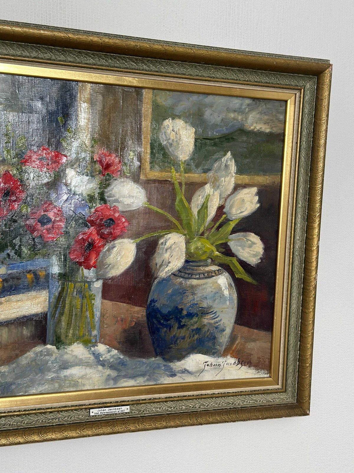 photo buy Original Early Century Swedish Oil On Canvas – "Tulips And Poppies" By Johan Jacobsson – Vintage & Framed 68 × 80 Cm (26.8" × 31.5")