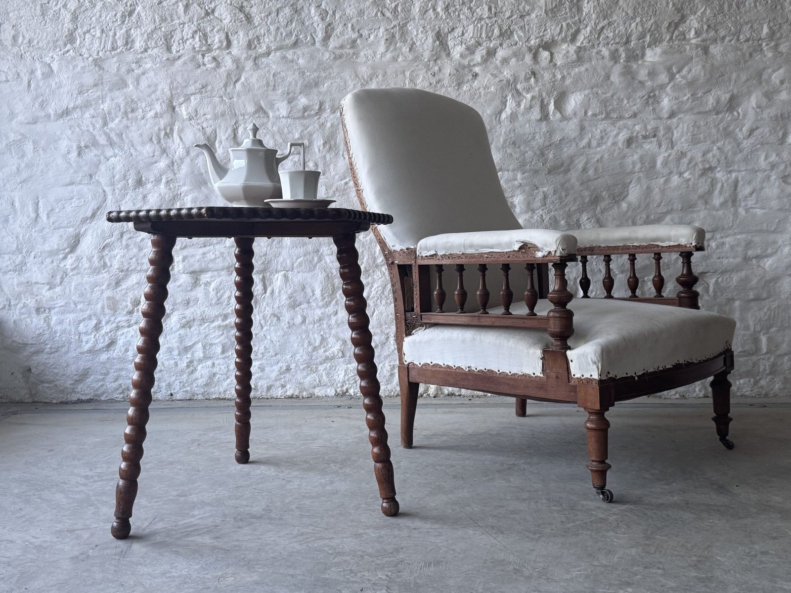 C19th Bobbin Side Table, 1800s photo vintage