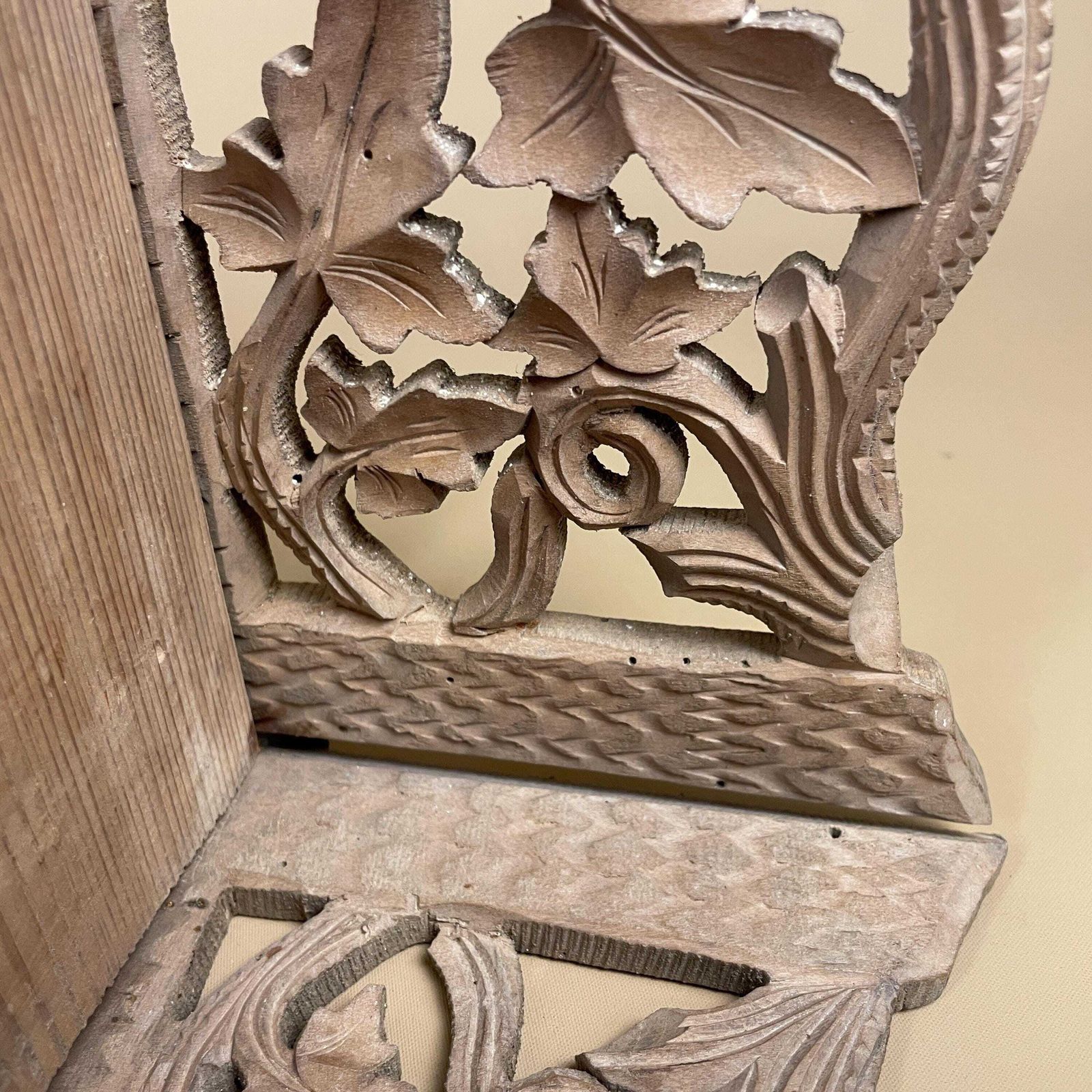 Victorian Style Hand Carved Wooden Corner Shelf 4 Tier Wall Unit Vintage Gothic Wood Display Exquisite Detail photo vintage
