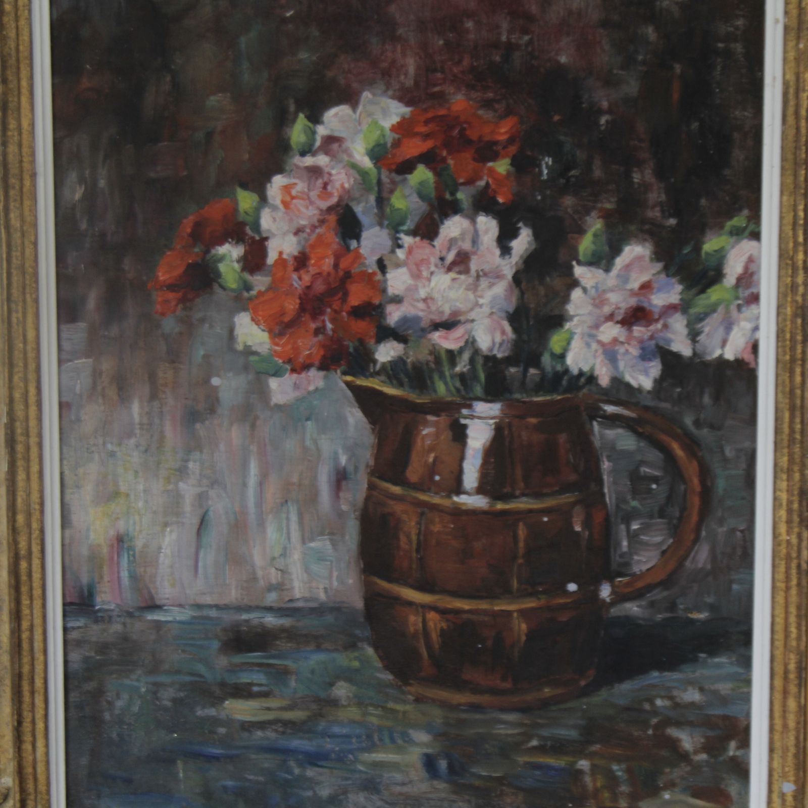 Framed Antique French Floral Painting, Oil On Canvas photo buy