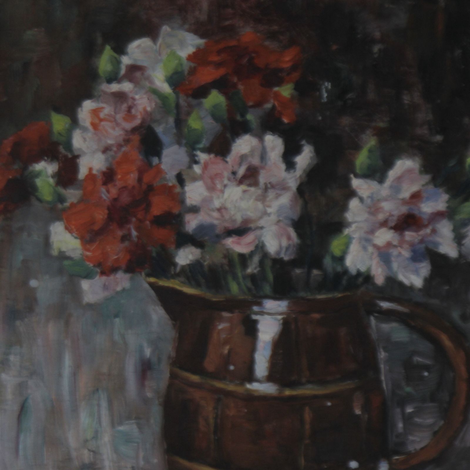 photo furniture Framed Antique French Floral Painting, Oil On Canvas