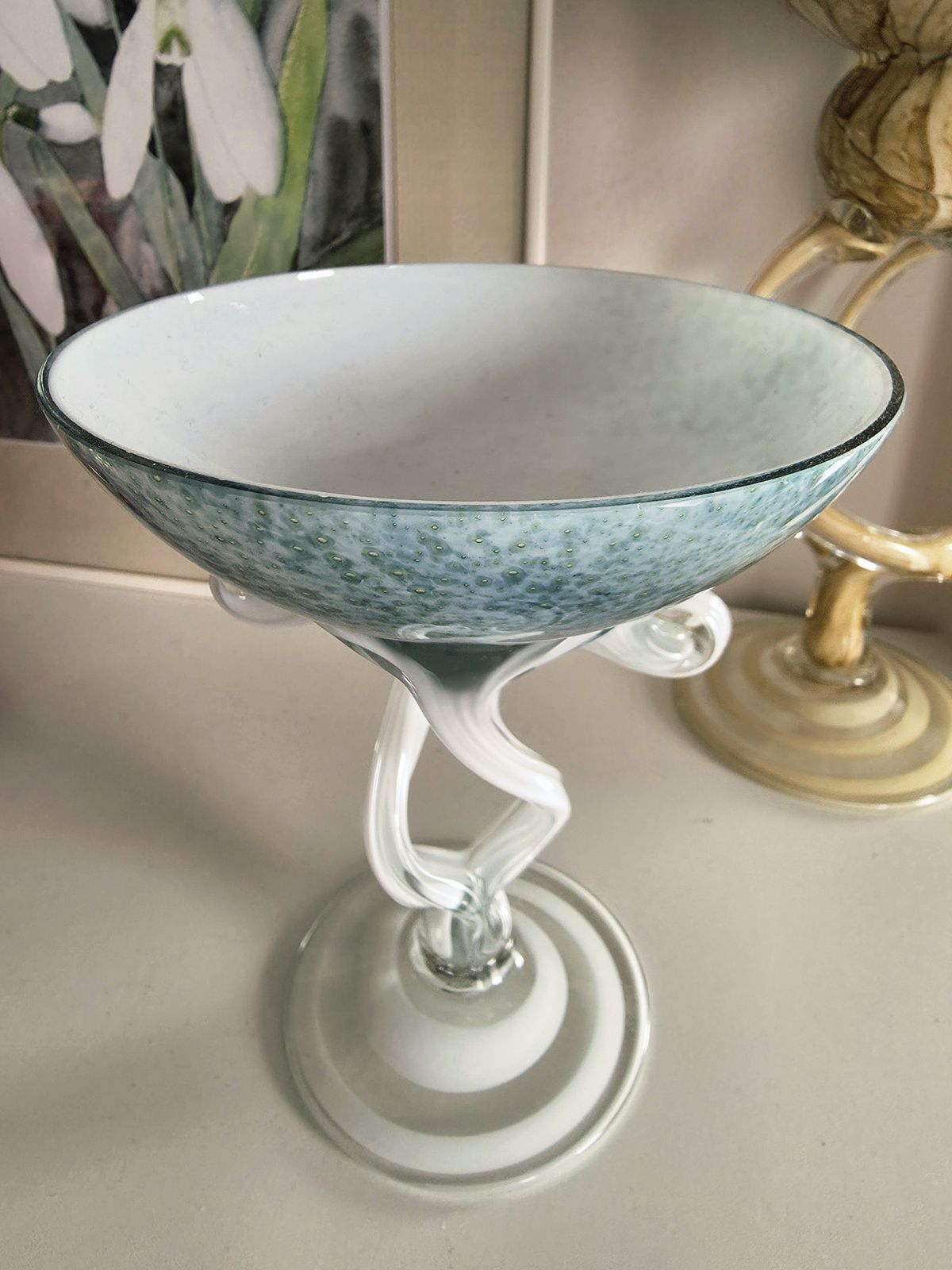1970's Polish Glass Art 'Jellyfish' Bowl By Josefina Glassworks In Krosno photo for sale