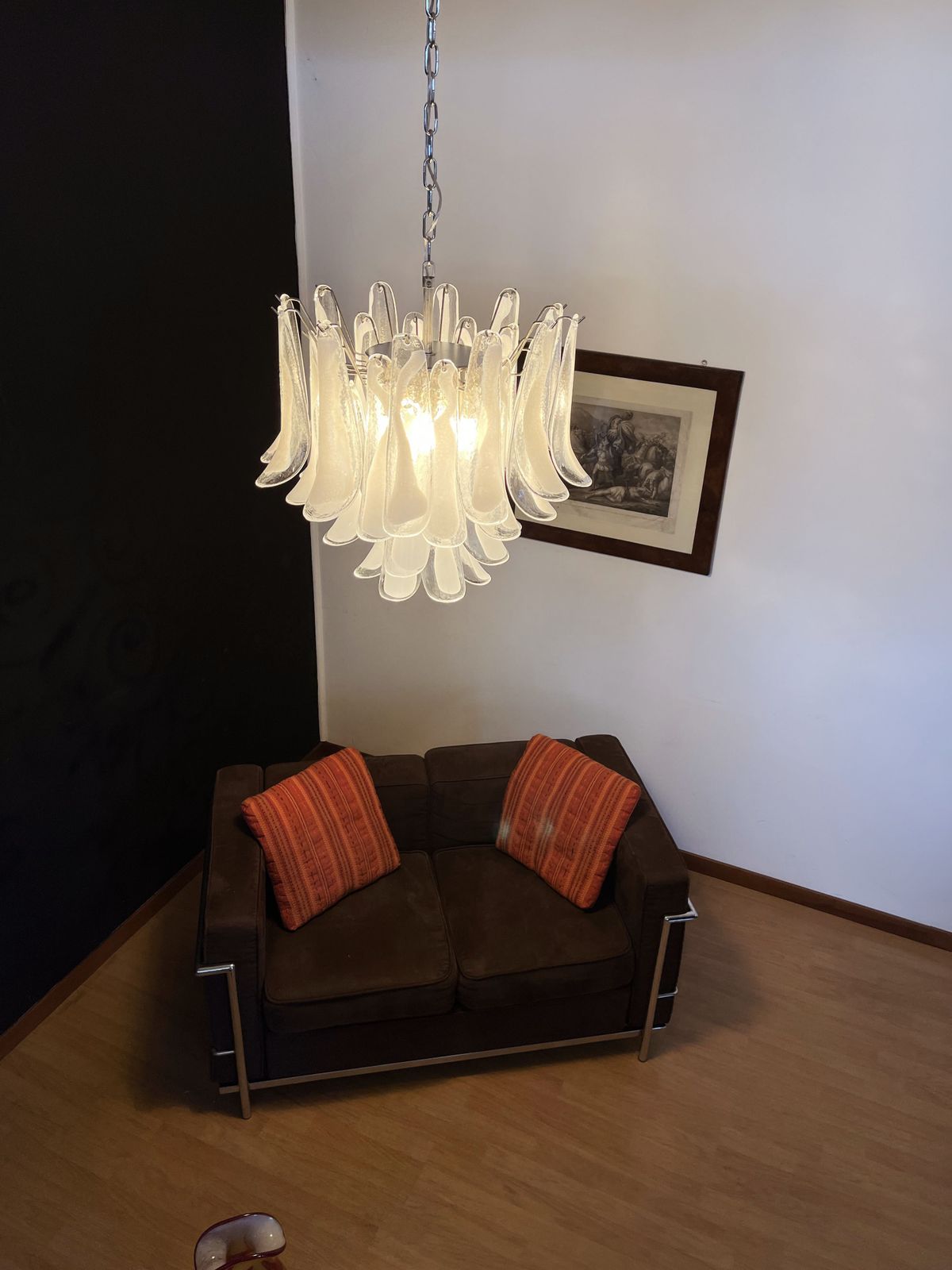 photo furniture Italian Vintage Murano Chandelier   Mazzega   36 Lattimo Glass Petals