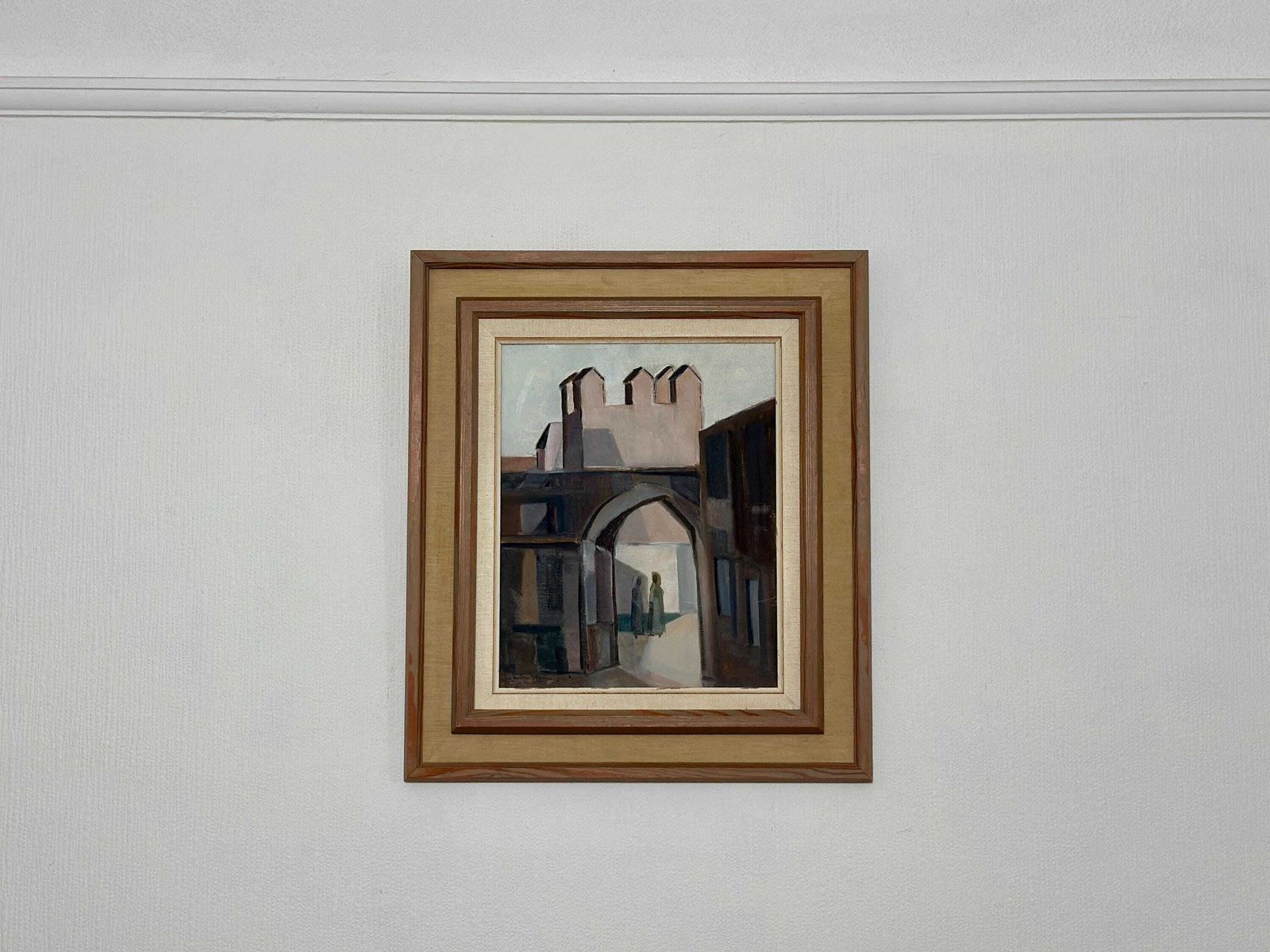 photo furniture Original Mid Century Swedish Oil On Canvas – “Entrance” By Reuben Hedin – Vintage & Framed – 55 × 63 Cm (21.7" × 24.8")