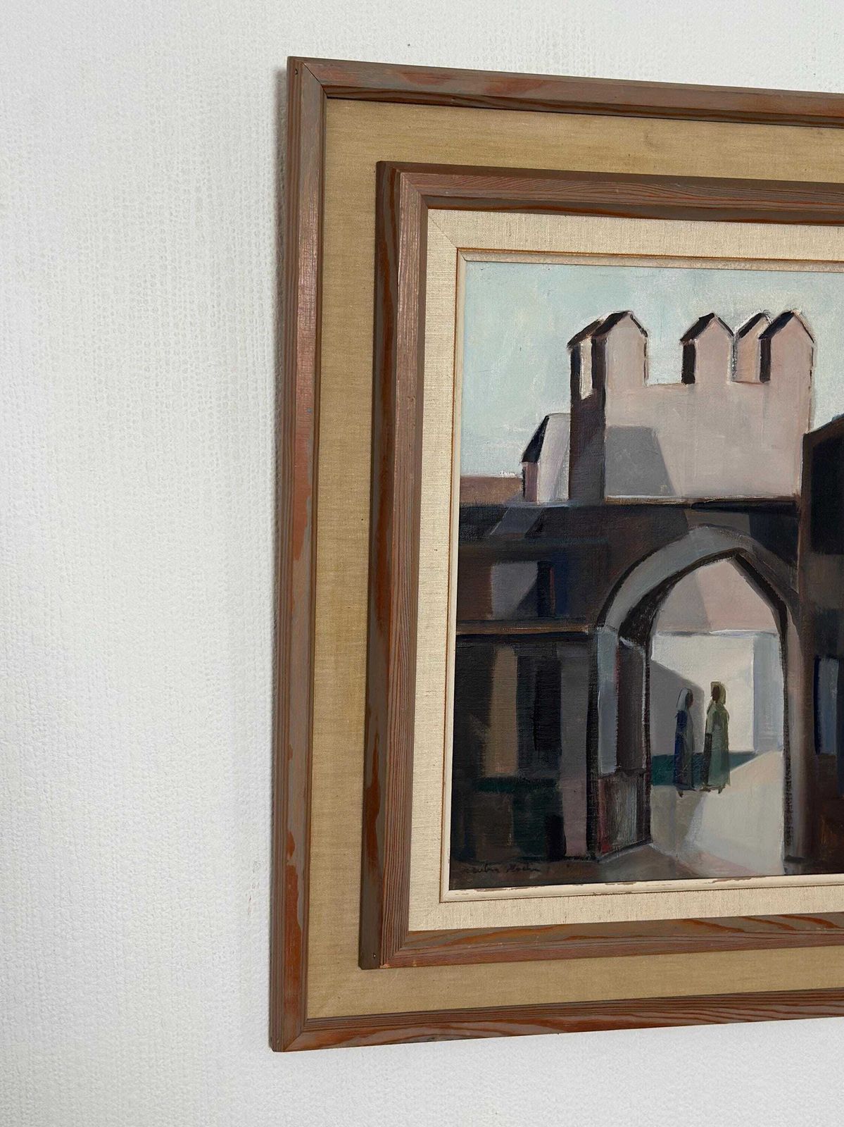 photo buy Original Mid Century Swedish Oil On Canvas – “Entrance” By Reuben Hedin – Vintage & Framed – 55 × 63 Cm (21.7" × 24.8")