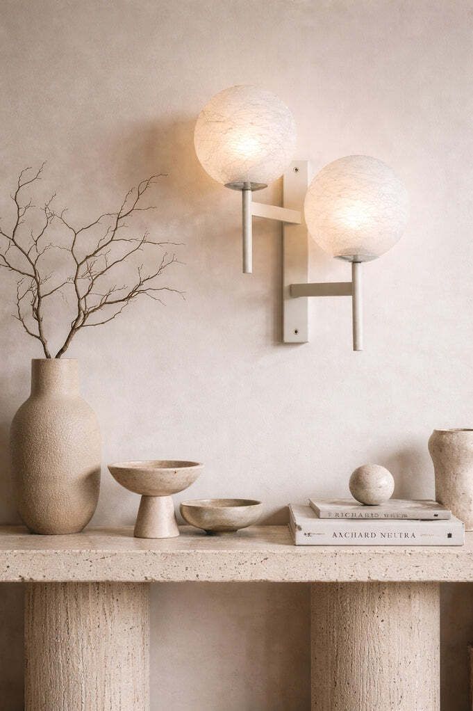 Mid Century Modern Wandlamp Met Twee Bollen En Craquelé Opalineglas, Zwitsers, Jaren 1960 photo 304.0
