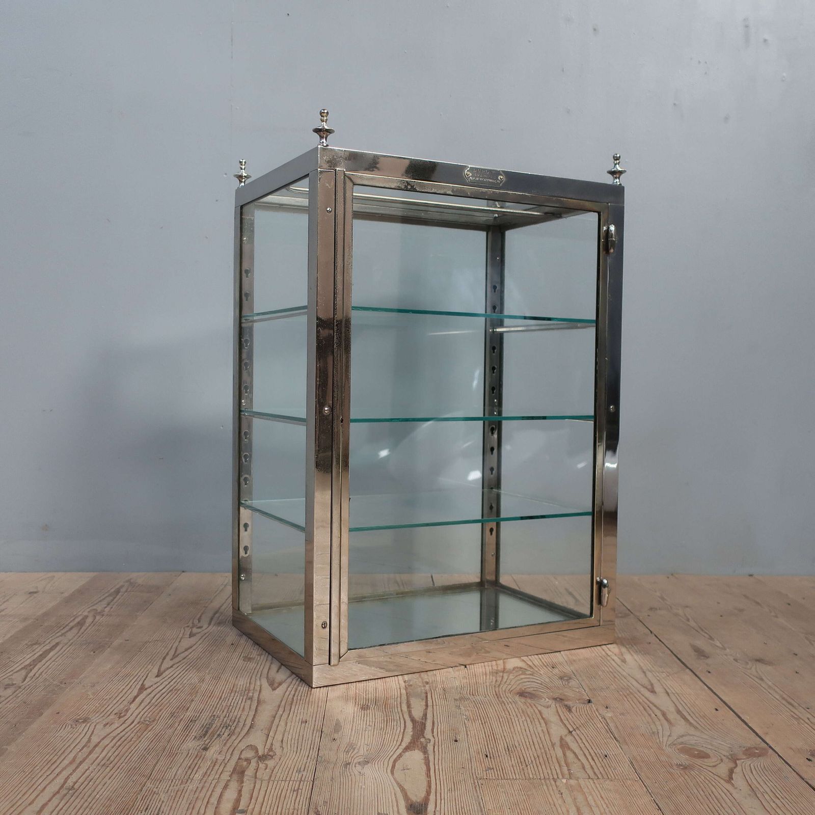 French Nickel On Brass Glazed Vitrine Cabinet photo 1245.0