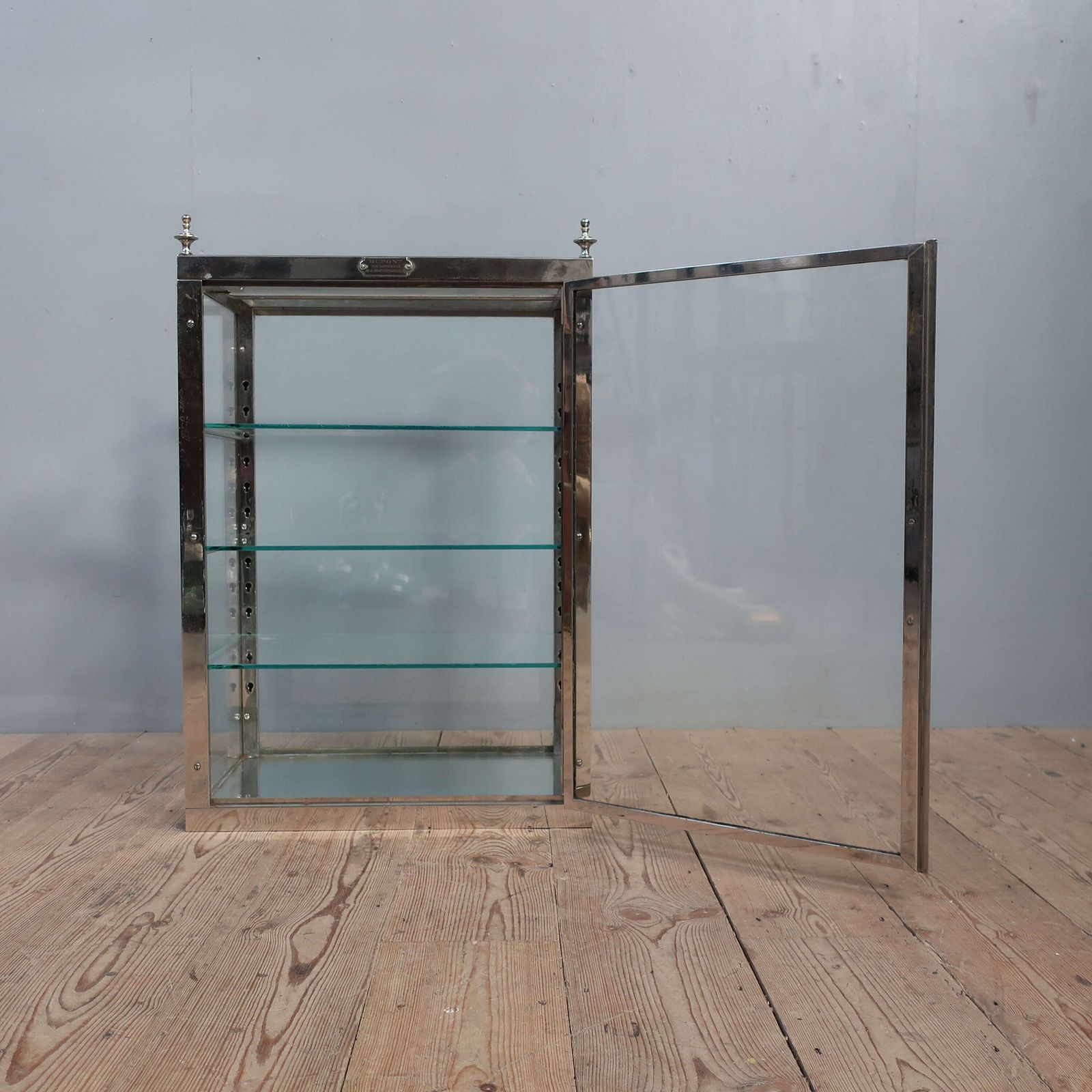 photo vinterior French Nickel On Brass Glazed Vitrine Cabinet