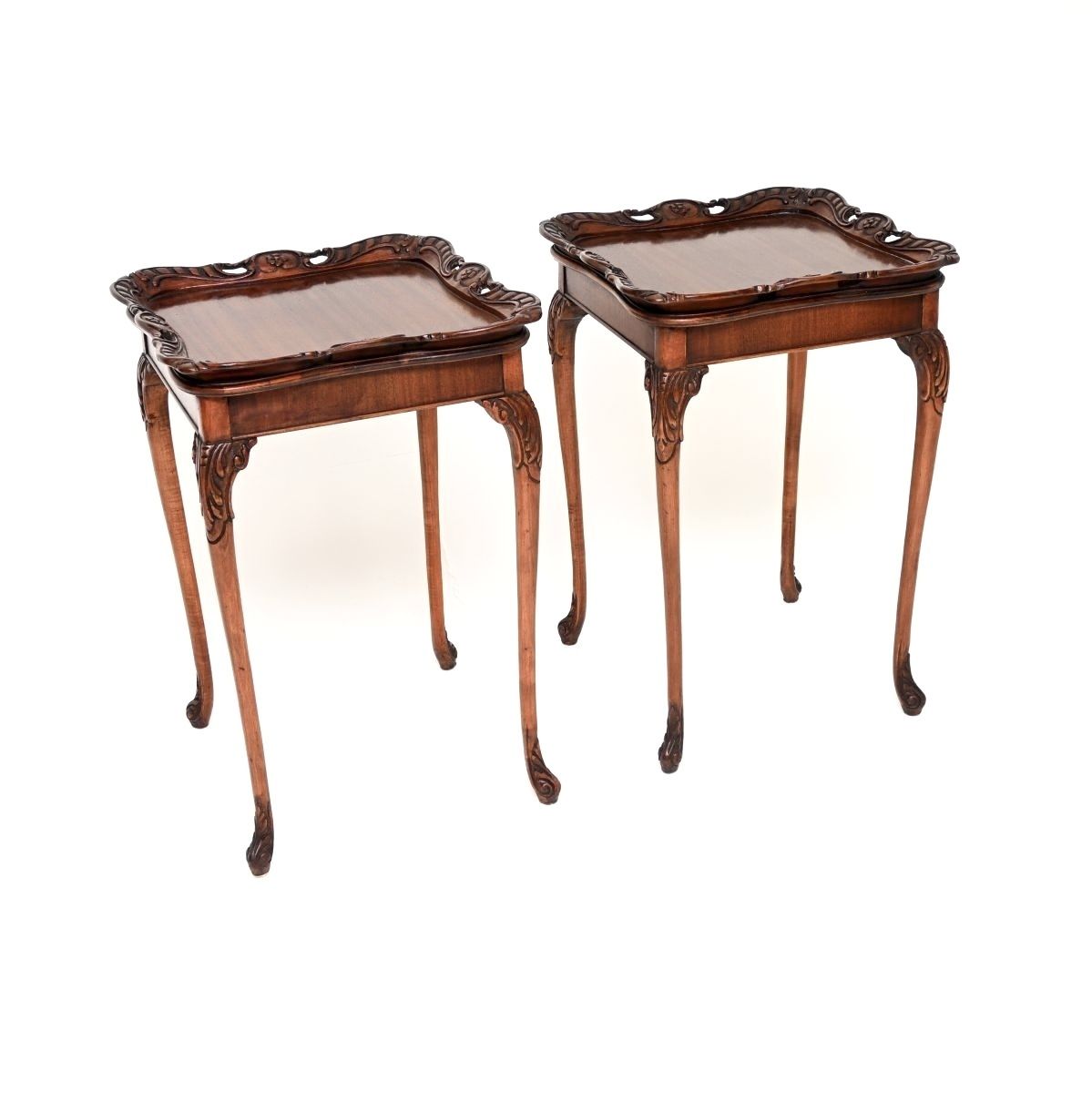 Pair Of Antique Mahogany Tray Top Side Tables photo for sale