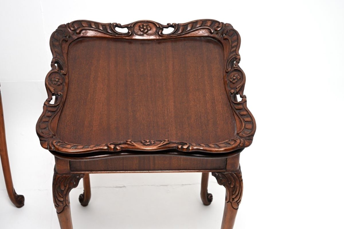 Pair Of Antique Mahogany Tray Top Side Tables photo vinterior