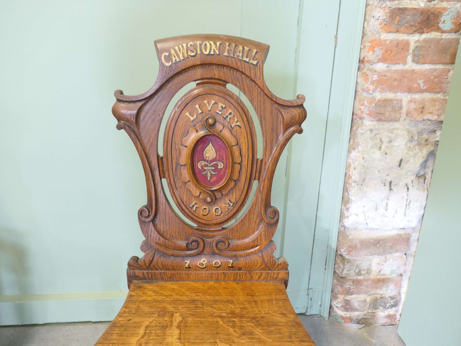 19th Century Golden Oak Hall Chair photo for sale