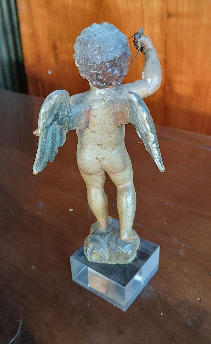 Antique Polychrome Wooden Cherub   Italy, 18th Century photo vinterior