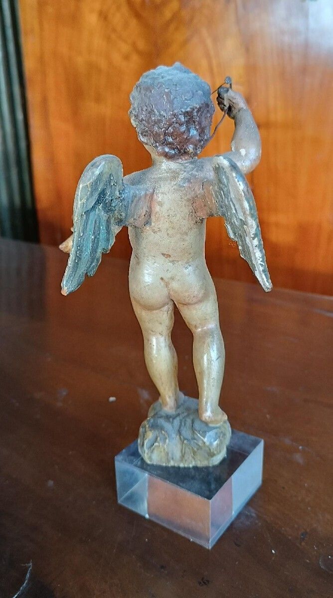 Antique Polychrome Wooden Cherub   Italy, 18th Century photo buy