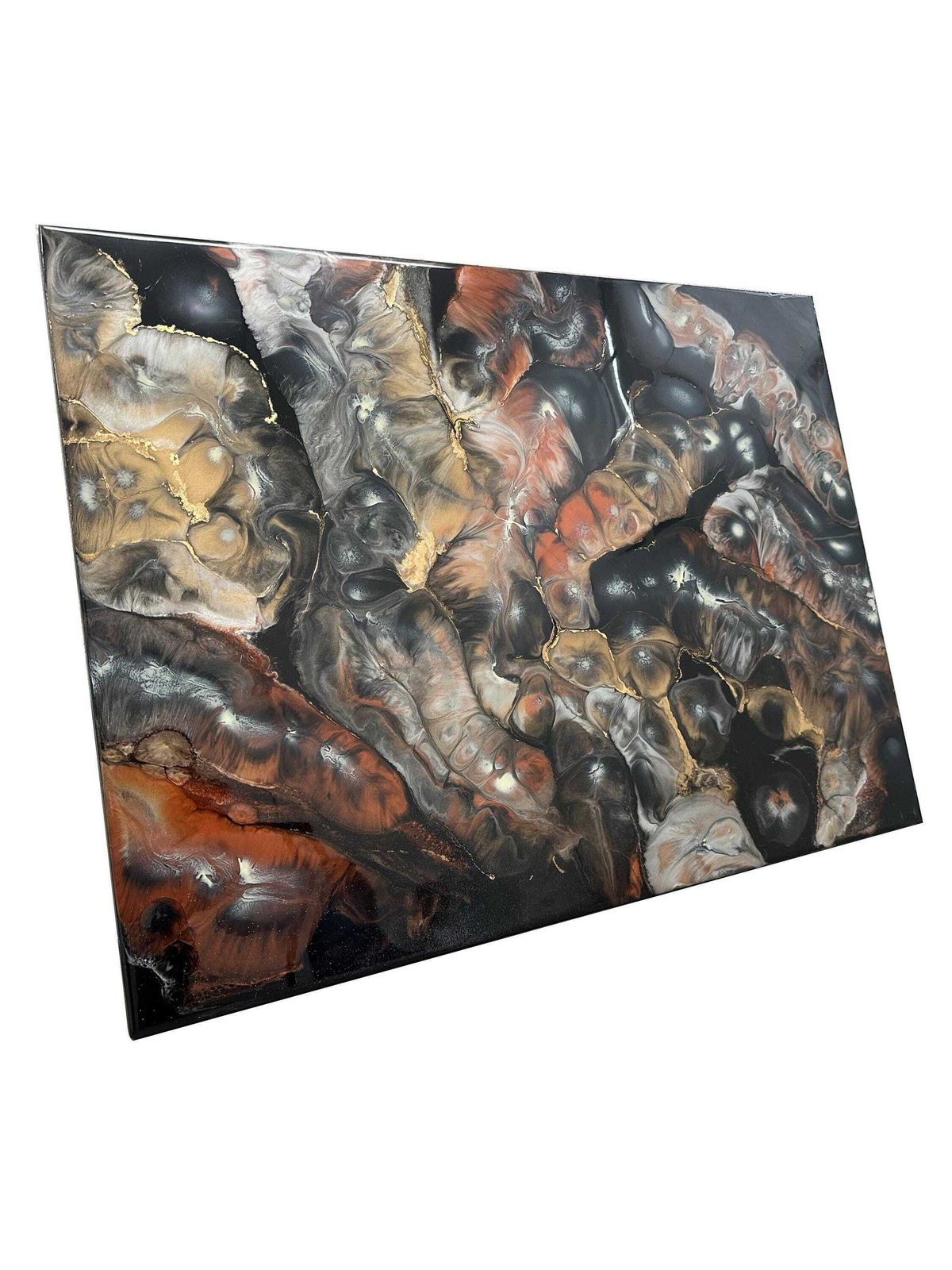 Large Original Fluid Abstract Resin Painting Wall Art On Wood High Gloss – “No. 8” photo furniture