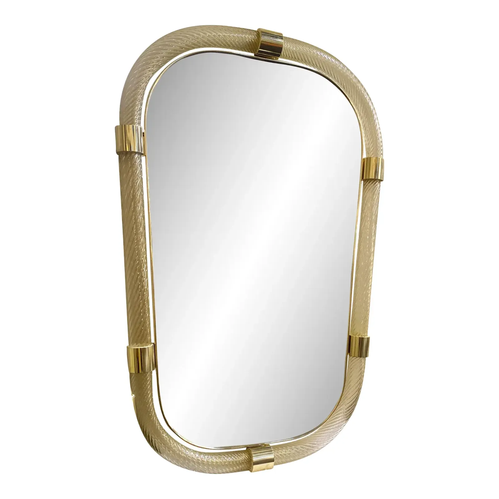 Pair Of Italian Murano Glass Wall Mirrors In Gold Leaf “Torciglione” Venetian Design photo furniture