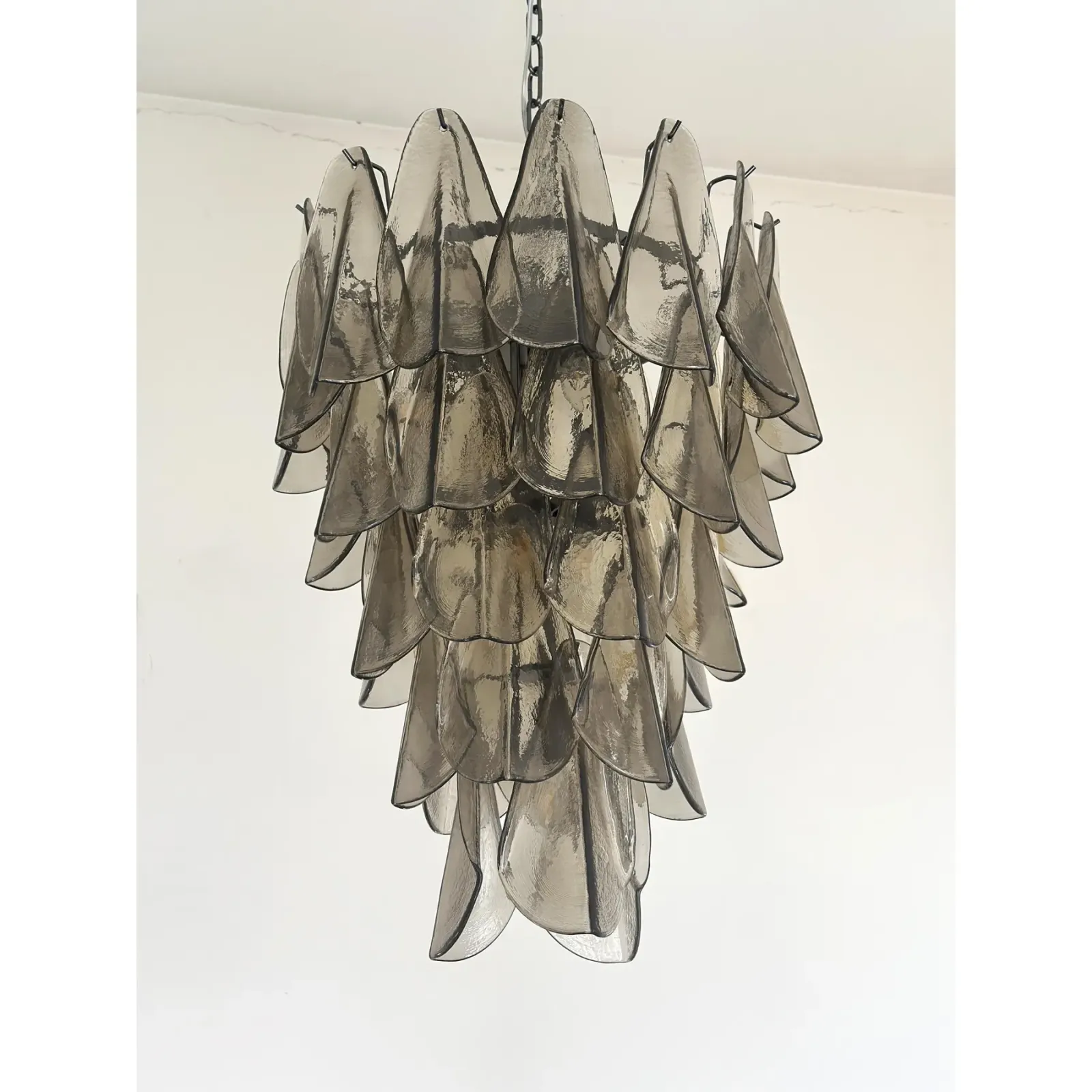 Modern Venetian “Rondini” Chandelier – Smoked Fumè Murano Glass Cascade photo Lighting