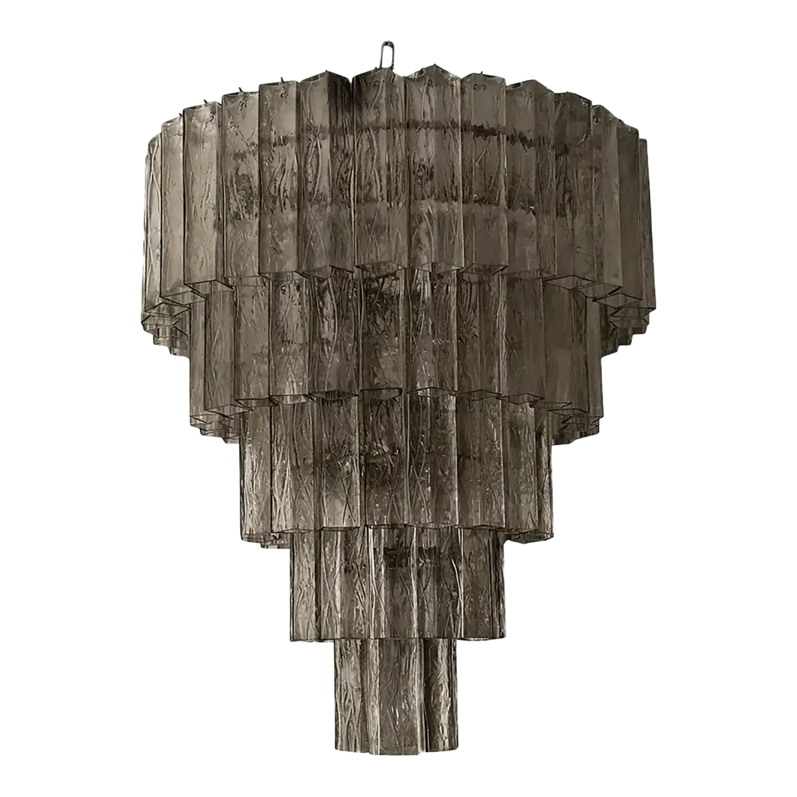 Venini Style Murano Glass Chandelier – Contemporary Square Tubes In Dark Fume