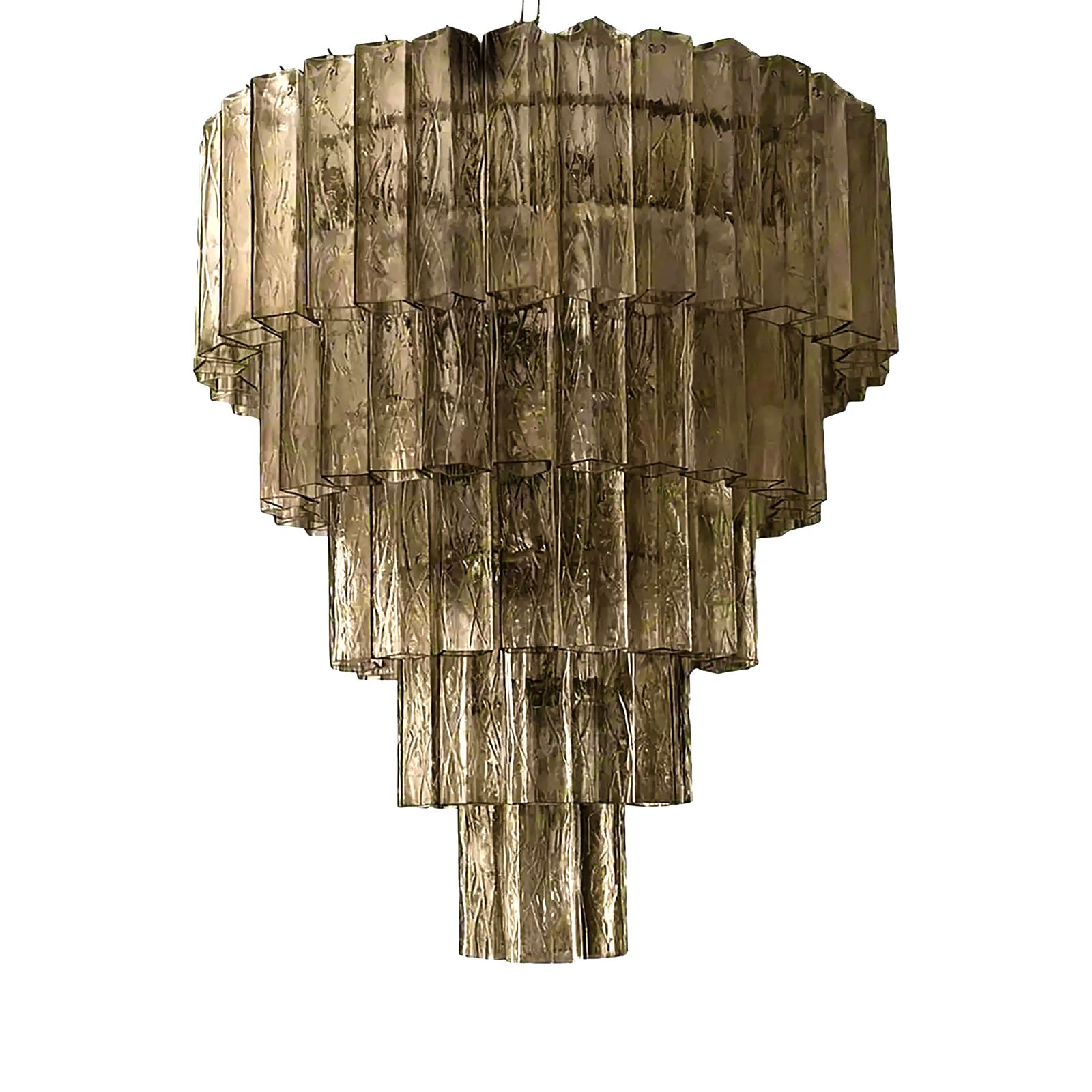Venini Style Murano Glass Chandelier – Contemporary Square Tubes In Dark Fume photo buy
