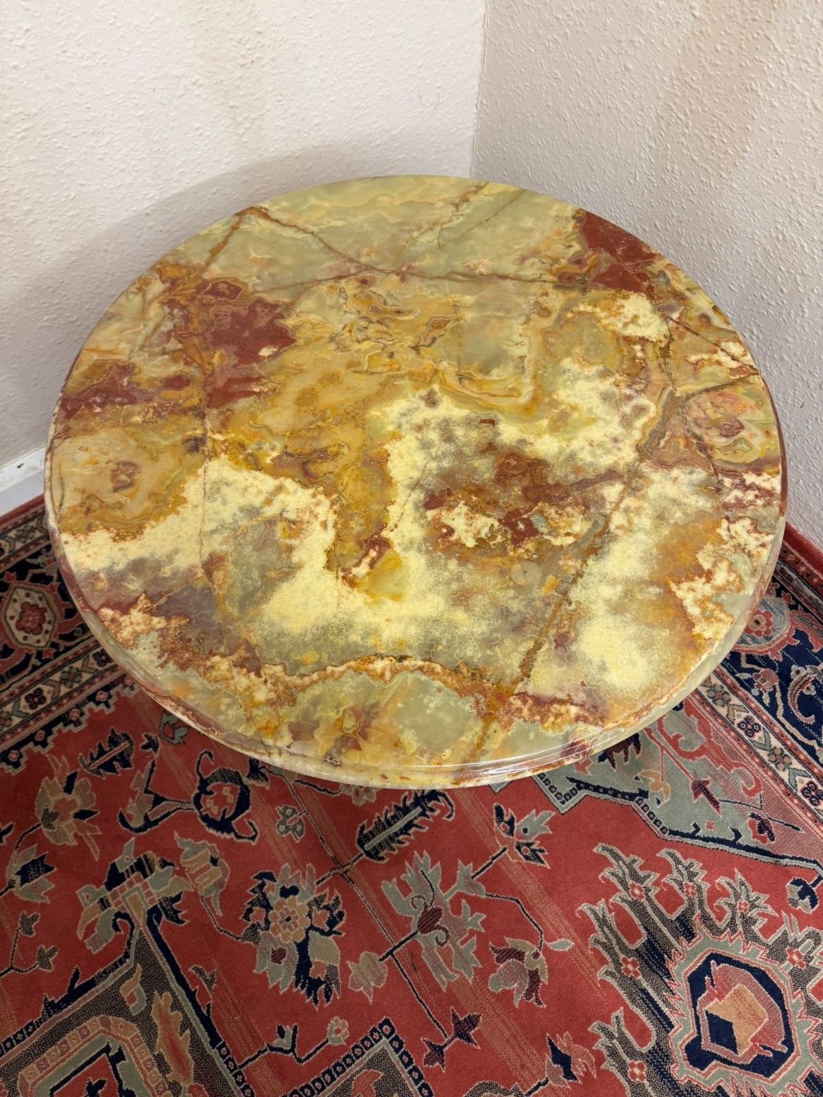 French Round Brass And Onyx Coffee Table/Accent Table photo Furniture