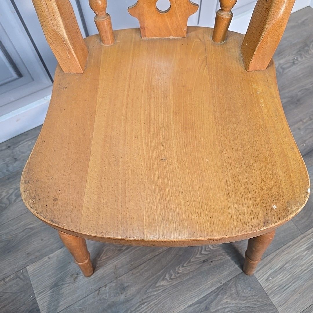 Antique Wooden Farmhouse Chairs Pair 2 Victorian Style Solid Turned Country photo vinterior