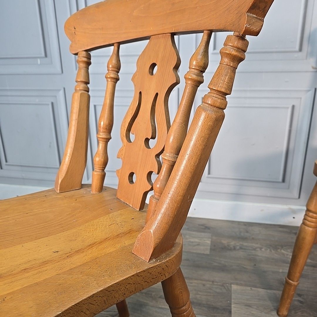 photo buy Antique Wooden Farmhouse Chairs Pair 2 Victorian Style Solid Turned Country
