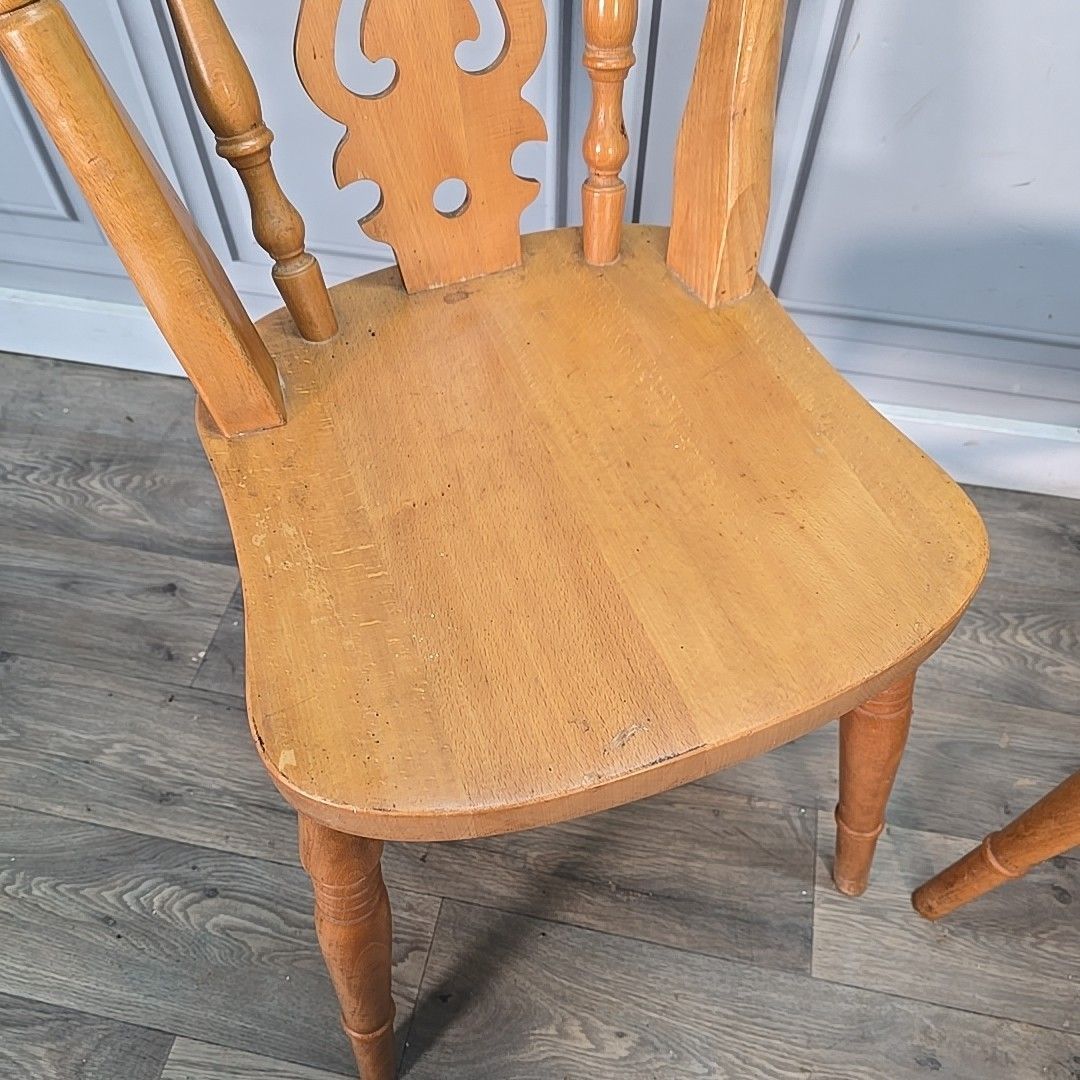 Antique Wooden Farmhouse Chairs Pair 2 Victorian Style Solid Turned Country photo Furniture