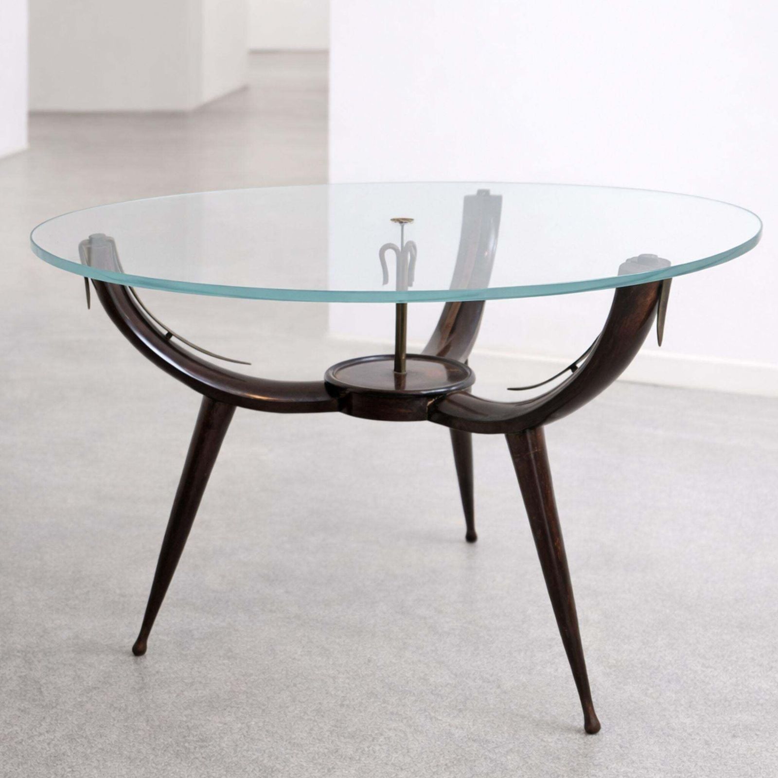 Mid Century Modern Coffee Table With Glass & Wood, Italy, 1950s photo furniture