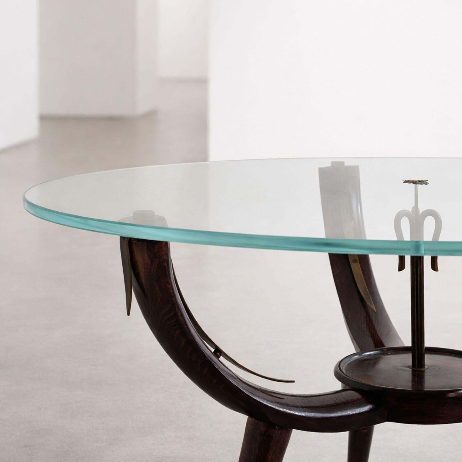 Mid Century Modern Coffee Table With Glass & Wood, Italy, 1950s photo 2131.0
