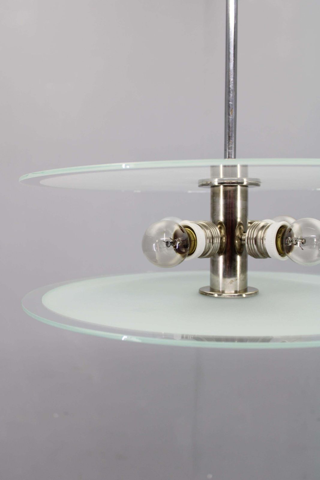 1930s Bauhaus Chrome And Glass Chandelier, Czechoslovakia photo 781.0