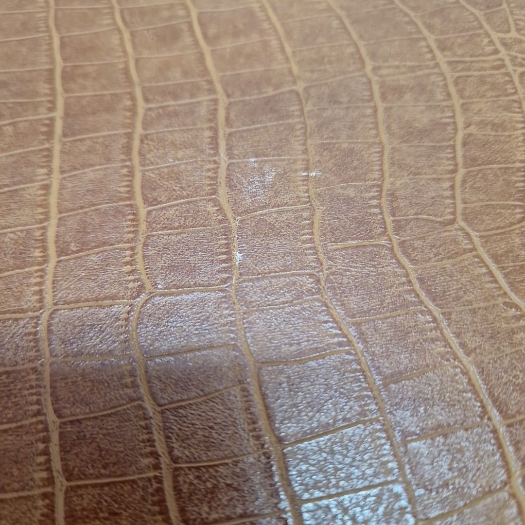 Retro Vintage Stool Tan Croc Effect Faux Leather – Wooden Frame – Mid Century photo 60.0