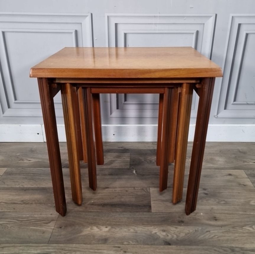 Retro Nest Of Tables Vintage Mid Century Teak Veneer – Danish For Up Cycle photo Furniture