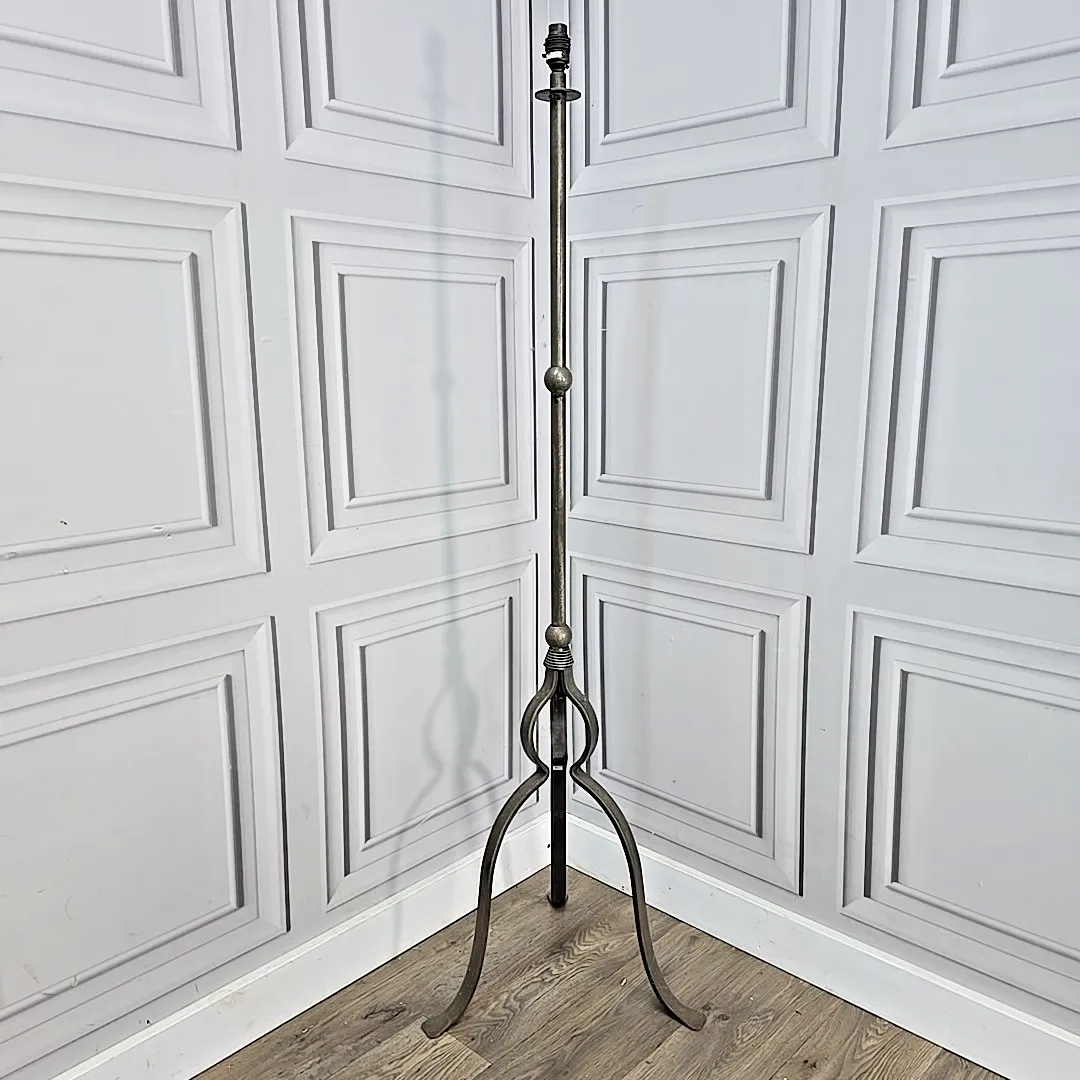 Vintage Standard Lamp Industrial Iron Metal Floor Light Tripod For Rewiring