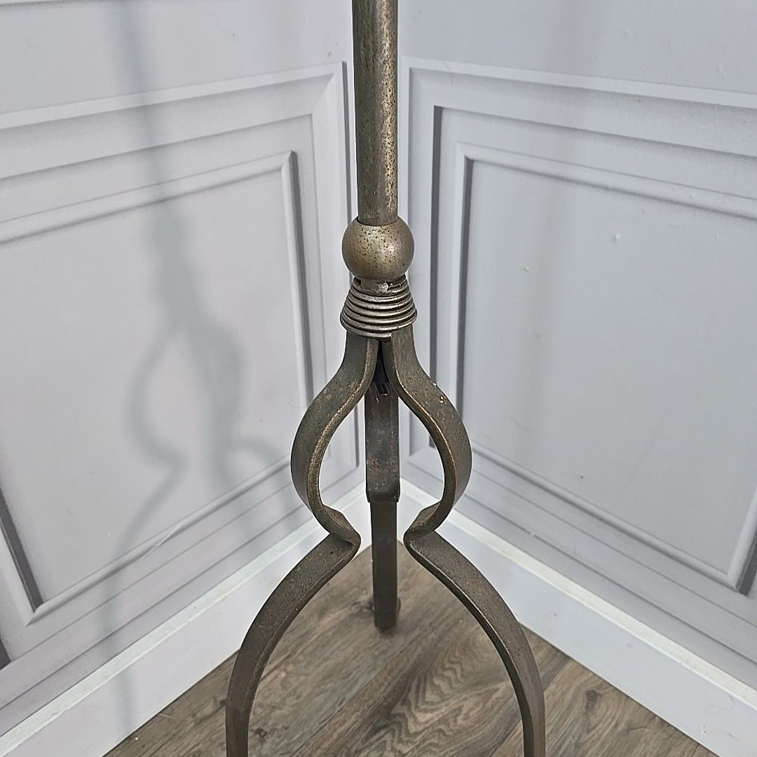 Vintage Standard Lamp Industrial Iron Metal Floor Light Tripod For Rewiring photo for sale