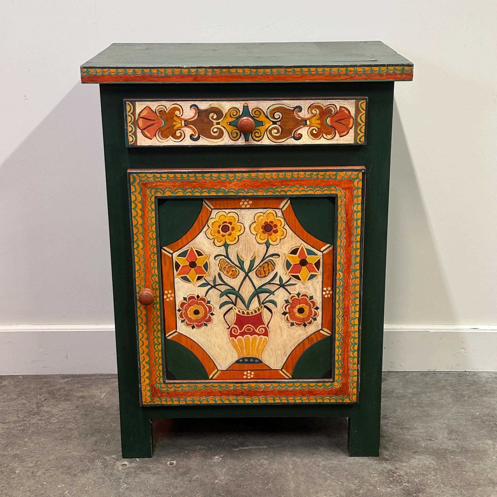 Large Hand Painted Provençal Folk Art Cabinet By A Provençal Artist, 1970s
