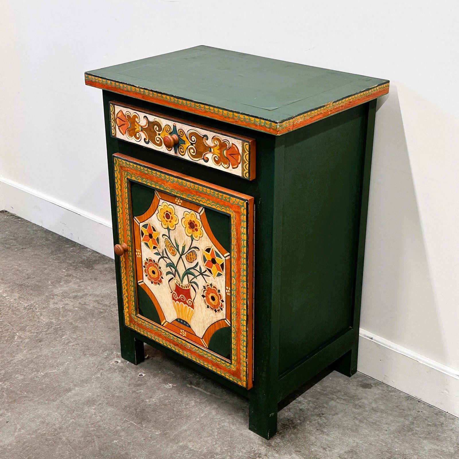 Large Hand Painted Provençal Folk Art Cabinet By A Provençal Artist, 1970s photo Furniture