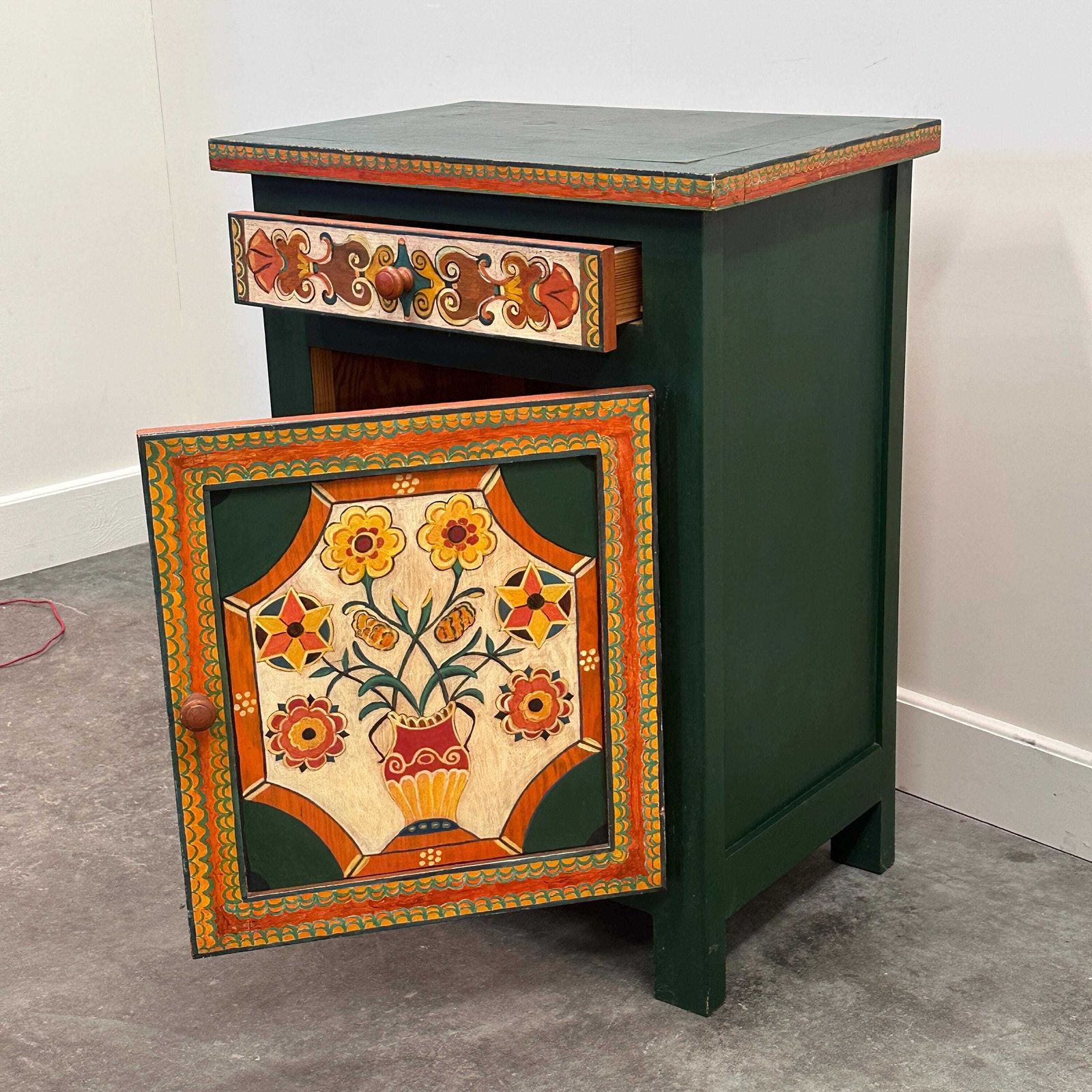 Large Hand Painted Provençal Folk Art Cabinet By A Provençal Artist, 1970s photo 913.0