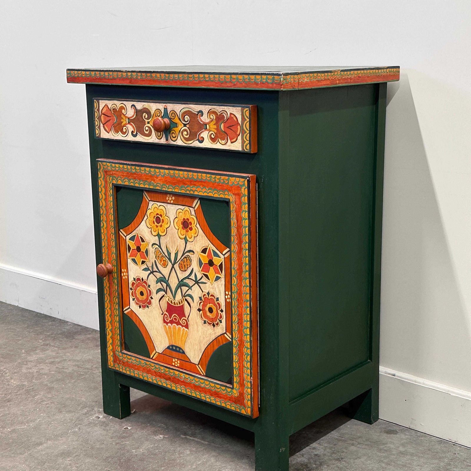 Large Hand Painted Provençal Folk Art Cabinet By A Provençal Artist, 1970s photo buy