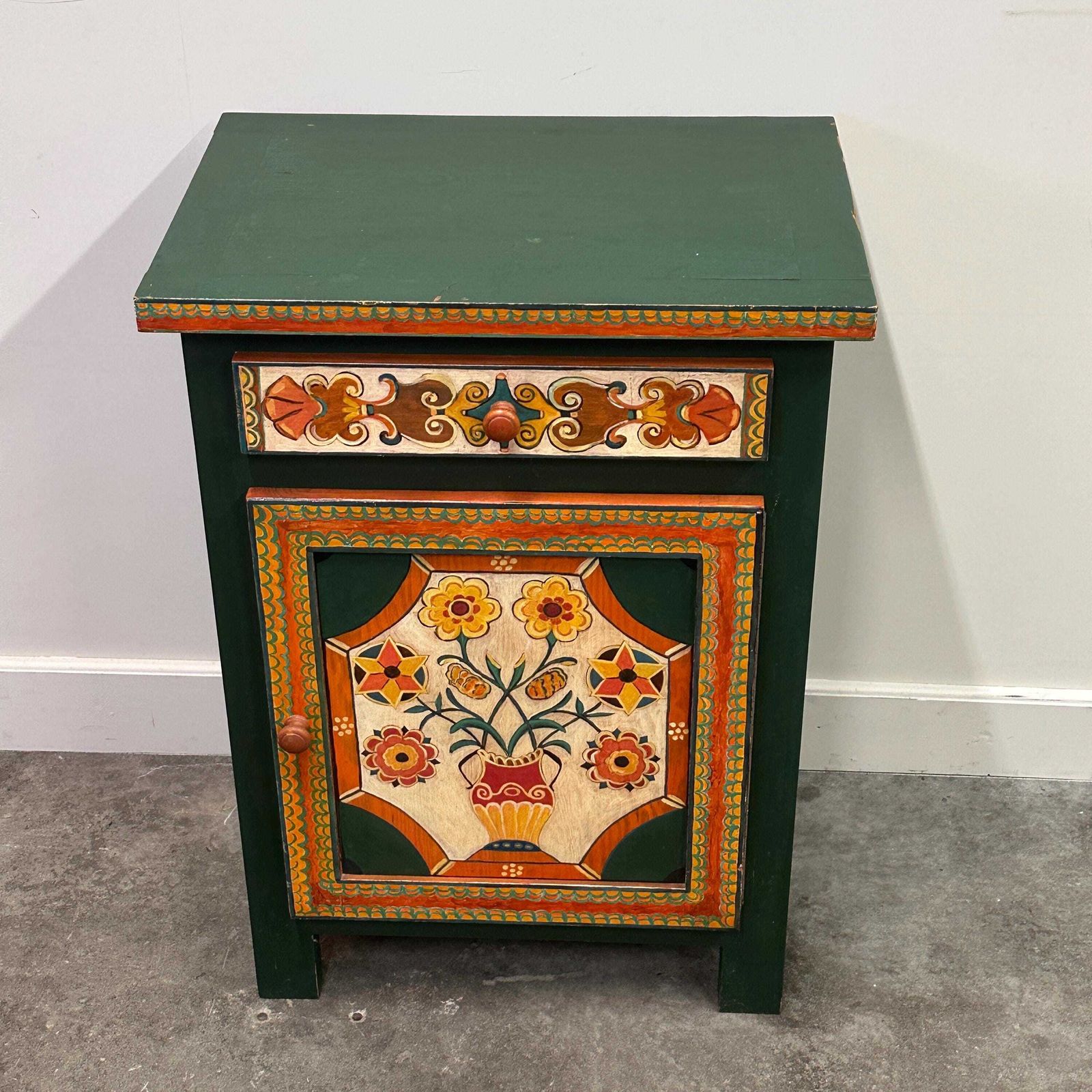 photo furniture Large Hand Painted Provençal Folk Art Cabinet By A Provençal Artist, 1970s