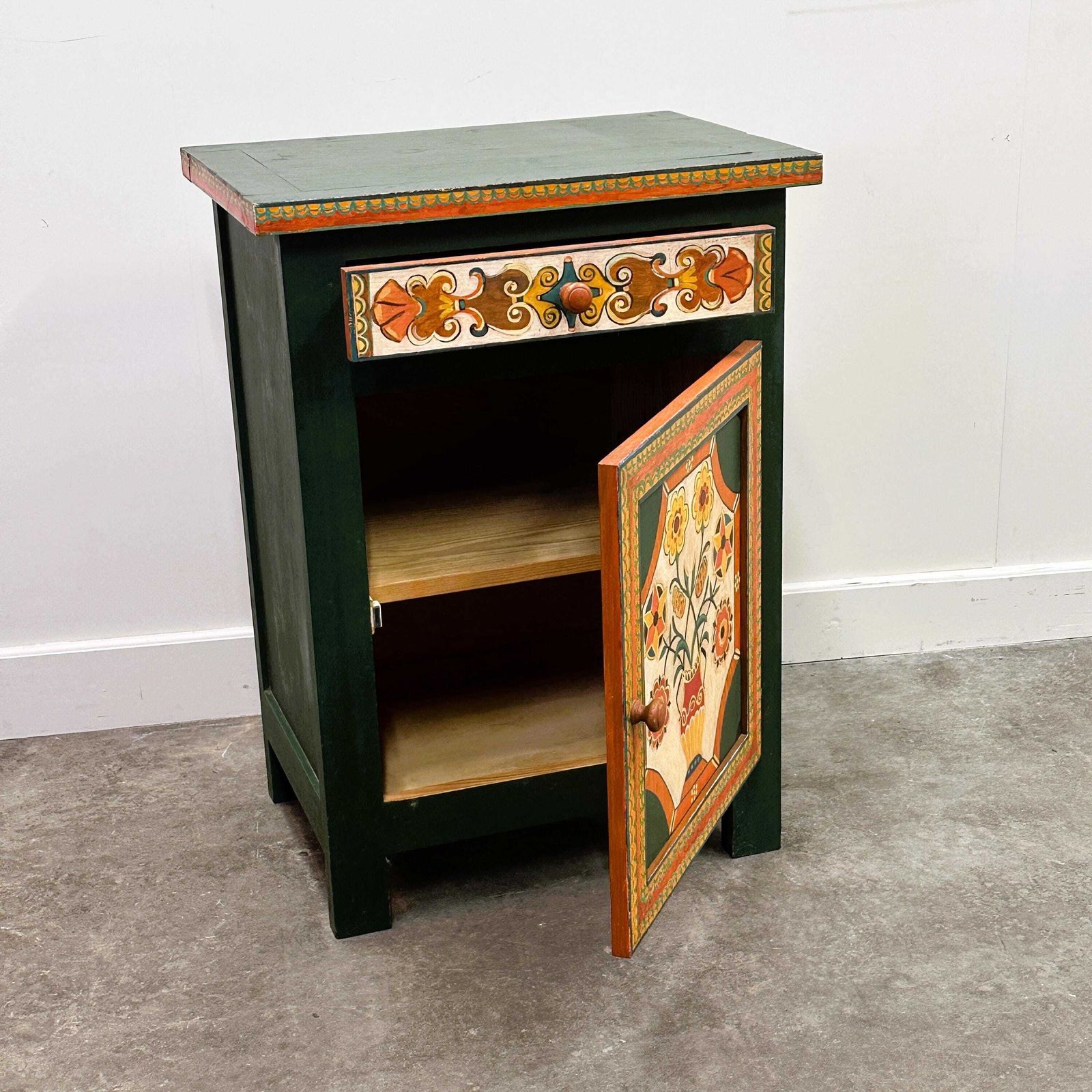 photo for sale Large Hand Painted Provençal Folk Art Cabinet By A Provençal Artist, 1970s