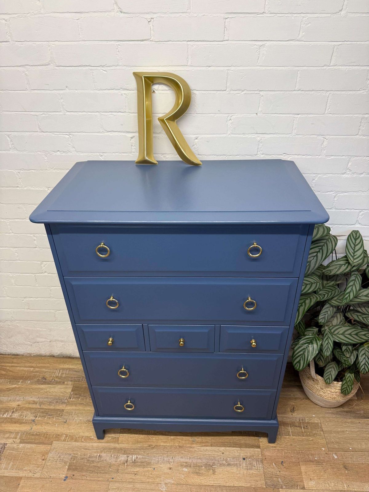 Stag Minstrel 7 Drawer Tallboy In Farrow & Ball Stiffkey Blue photo 685.0