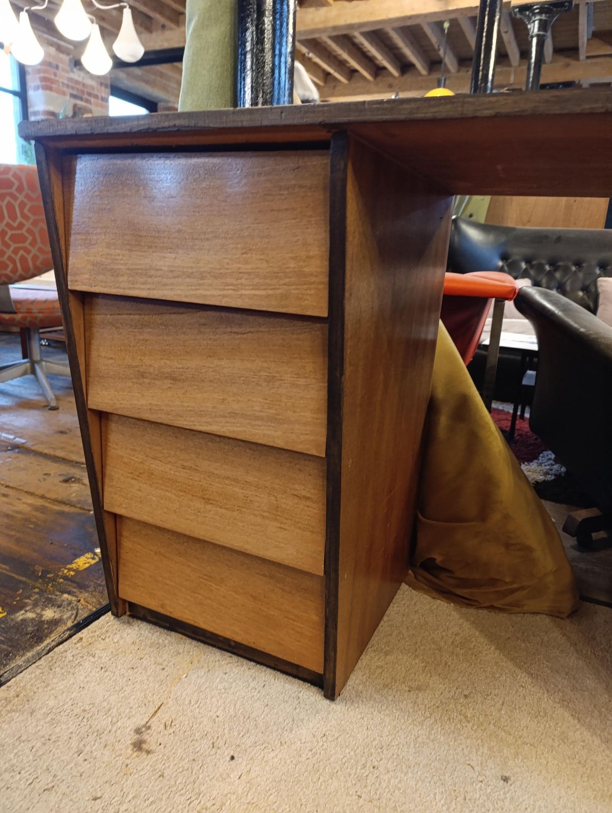 Mid Century One Off Teak Desk, 1980s photo 395.0